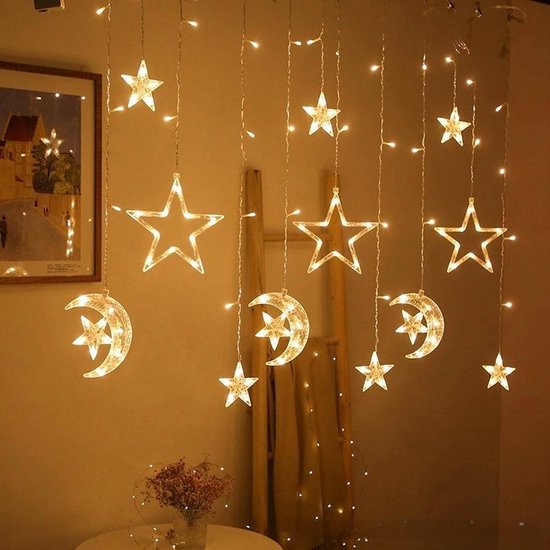 LED Lichtgordijn Maan & Ster Ramadan 3,5m 120 LED Warm wit