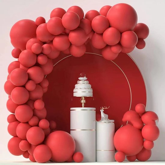 86-delige Rode Macaron Ballonnenset - Ballonnenboog Feest