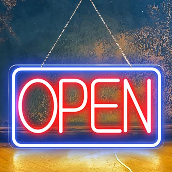 LED Neon Open-bord 42x22 cm Rood/Blauw - Binnen & Buiten