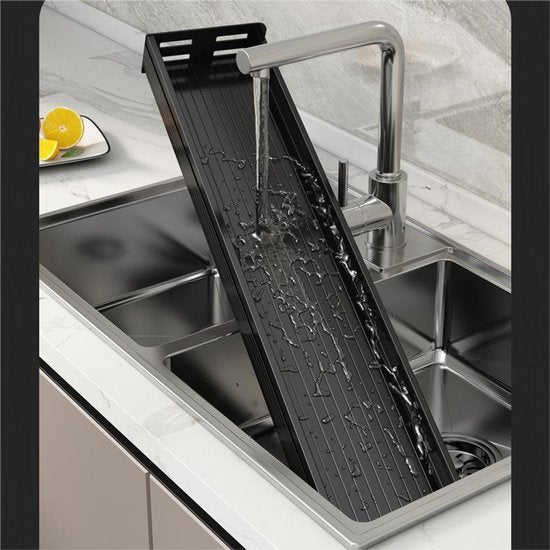 Kruidenrek / Opbergrek - RVS - Perforatievrij aan de muur gemonteerd - 50x13x6 cm - Zwart