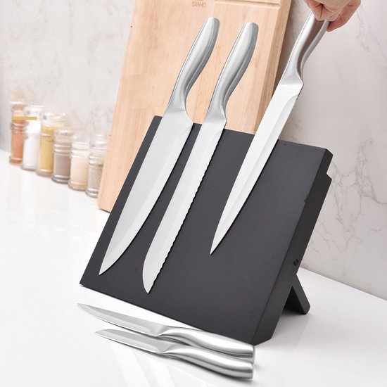 Keuken Opvouwbare Magnetische Messenblok -Messenblok Zonder Messen- Modern en Ruimtebesparend Ontwerp-zwart