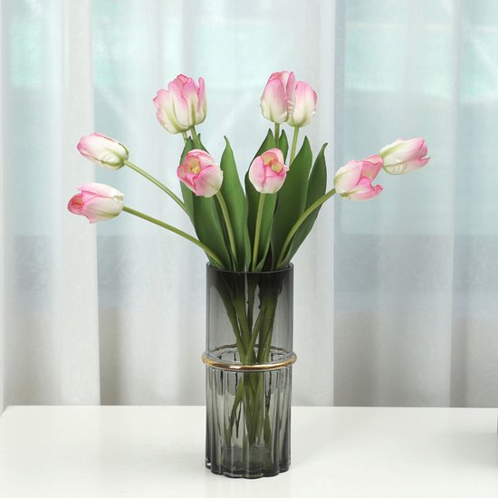 10stuks Prachtige kunst tulp-Realistische Uitstraling - Duurzaam en Onderhoudsvriendelijk-pink