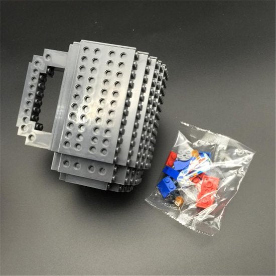 Build on Brick Mug - Grijs - 350 ml - Creatieve Drinkbeker