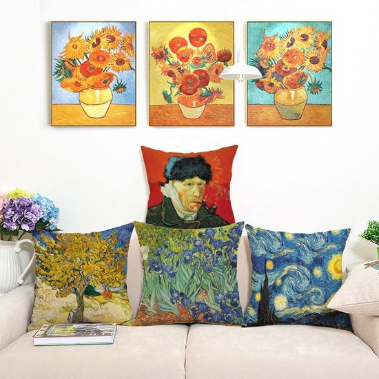 Sierkussensloop 45x45 cm van katoen-linnen van Gogh Irissen