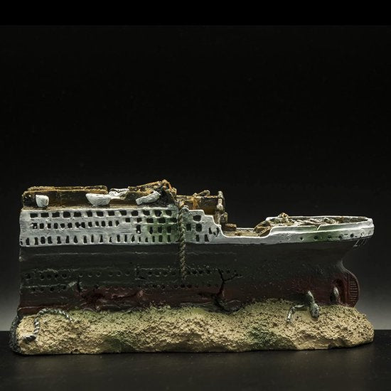 Scheepswrak Ornament - Aquarium Decoratie - 38,5 cm - Hars - Titanic Stijl