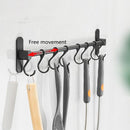 Ruimtebesparende Keukengerei Wandbeugel-keukengereihouder met 8haakjes-Aluminium Keukenrail -49.5CM-zwart