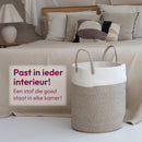 Wasmand Katoen - Opbergmand 52 ltr - Mand Rond met handvaten - Wasbox Opvouwbaar - Speelgoedmand