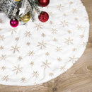 TDR - Duurzame Pailletten Geborduurde Kerstboom Rok - 122cm - Wit sneeuw en goud accenten