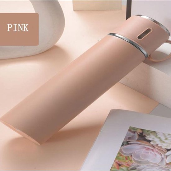 TDR - Thermosfles - RVS - grote capaciteit - 580 ml - Roze