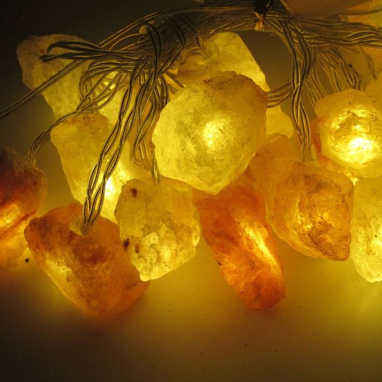 Natuurlijke Roze Himalaya Zout Crystal Rock -werkt op USB- Led-lichtsnoer 1 meter 10 lampjes