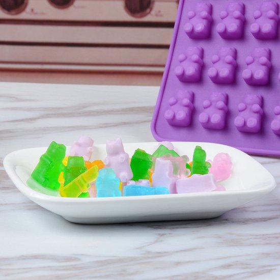 TDR-Gummy beer vorm  ijsblokjes-Siliconen mal + pipet -set van 4 (rood, blauw, groen, oranje)