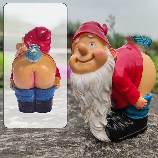 Grappige kabouterstandbeeld van Hoogwaardig Hars-tuindecoratie-humoristische en duurzame tuinkabouter