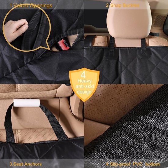 TDR - Hondendeken Auto Achterbank en Kofferbak - Beschermhoes - Hondenkleed - Honden Deken Auto Achterbank - 137x147 cm - Zwart