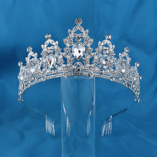Elegante Zilver-Witte Kroon met 3A Waterdiamanten – Voor Verjaardagen, Huwelijksfeesten en Gala's