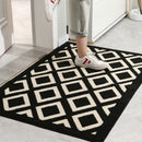 Geometrische antislip deurmat voor binnen-Schoonloopmat-zwart/beige 60x90cm