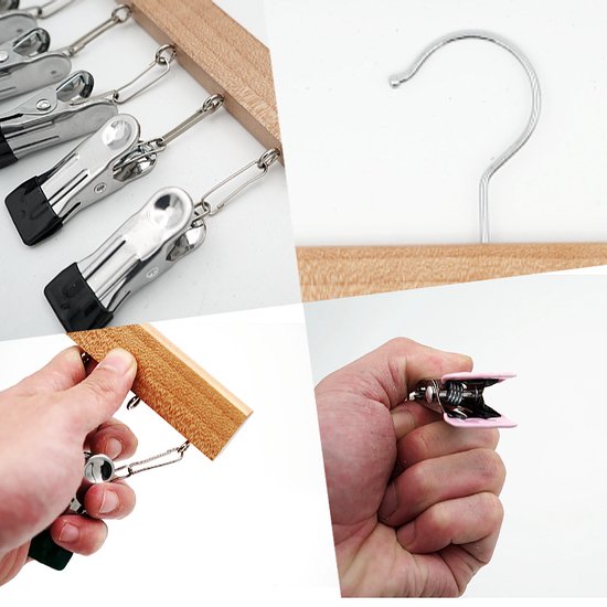 2 stuks Luxe Houten Sokkenhanger met 12 Knijpers- Kledingdroger -Perfect voor Luchtdrogen