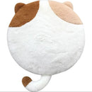 Rond Kussen Kat – 40×40 cm – Bruin/Wit Pluche Kussentje