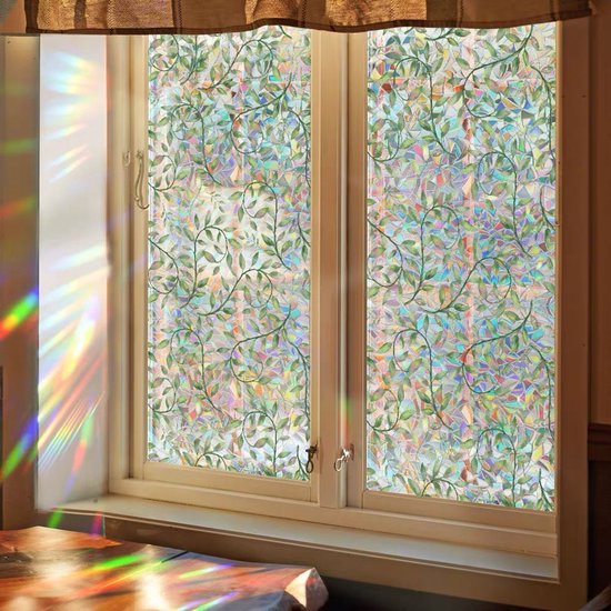 PVC glasfolie 40x100 cm - Bladpatroon, Zelfklevend & Privacy