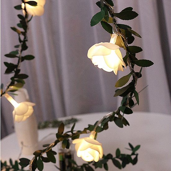 led lichtsnoer rose vine met warm wit licht 3 meter 20 lichtjes-werkt op batterij