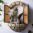 hoogkwalitatieve kunststof - decoratiefiguur Dinosaurus-T-Rex bij de raam-interieur-Tuinbeeld ophangbaar