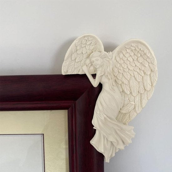 Engelen Deurkozijn Decoratie - Prachtig Kunstmatig Standbeeld - Recht Model-wit