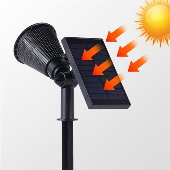 2 Stuks led solar spot light -IP65-voor wandmontage of grondspies-wit licht