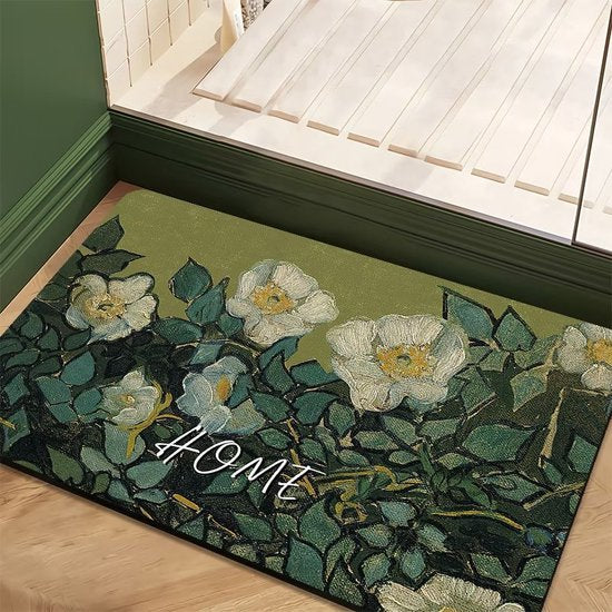 Kunstzinnige Antislip Badmat - Vincent van Gogh's "Roses" - Luxe Siliconen Diatomeeënaarde Mat - 39,5x59 cm