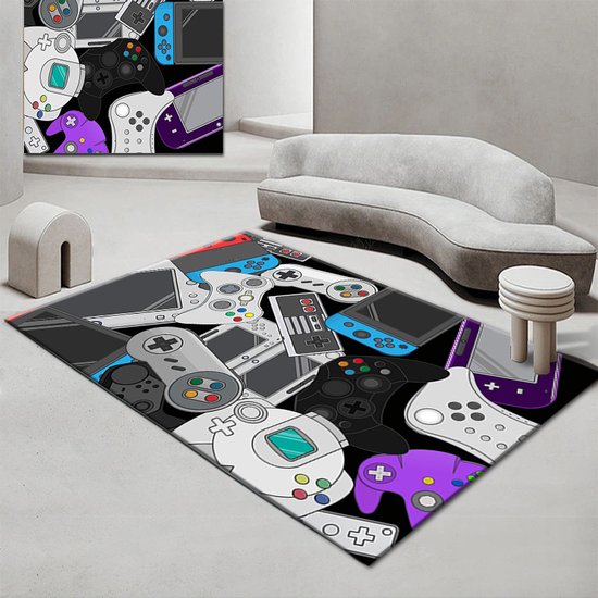Gaming Tapijt 100x150cm - Game Console Design - Ideaal voor de Gamekamer, Kinderkamer & Woonkamer