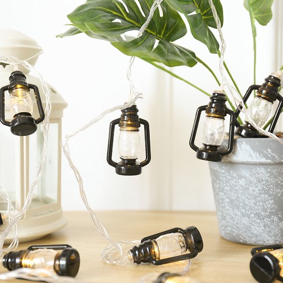 Verlicht uw Avonturen-Kampeer-LED-sfeerverlichting in Olielampvorm - 3 Meter 20 Lampjes-Batterij + USB-model voor Dubbel Gebruik-zwart