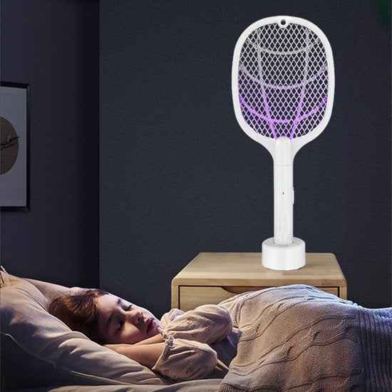 2-in-1 Elektrische Vliegenmepper met UV-lamp - USB Oplaadbaa