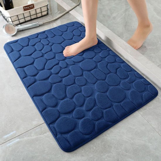 hoogwaardige badkamermat - Luxe Comfort en Veiligheid in één-Uitzonderlijke Waterabsorptie- 50*80cm- donkerblauw