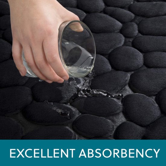 Badkamermat 50x80cm zwart - Luxe, anti-slip, absorberend