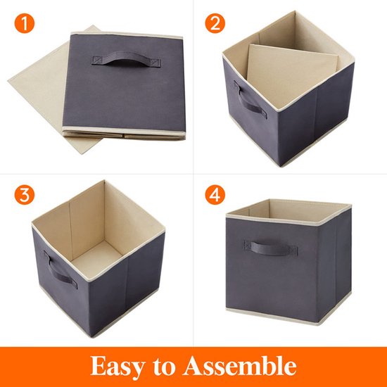 6 stuks Opbergdoos voor Kleding en Speelgoed- Duurzaam non-woven materiaal - Opvouwbaar ontwerp - Multifunctioneel en veelzijdig-33*33*33CM -grijs