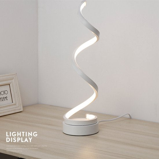 Elegante tafellamp - LED verlichting -dimbaar en oplaadbaar- spiraalvormig design voor elk interieur - wit