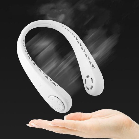 Draagbare nek ventilator - USB - Werkt tot wel 6 uur met volle batterij lading - Wit