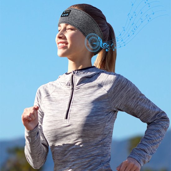 Merkloos Bluetooth 2-in-1 Hoofdband & Slaapmasker Grijs