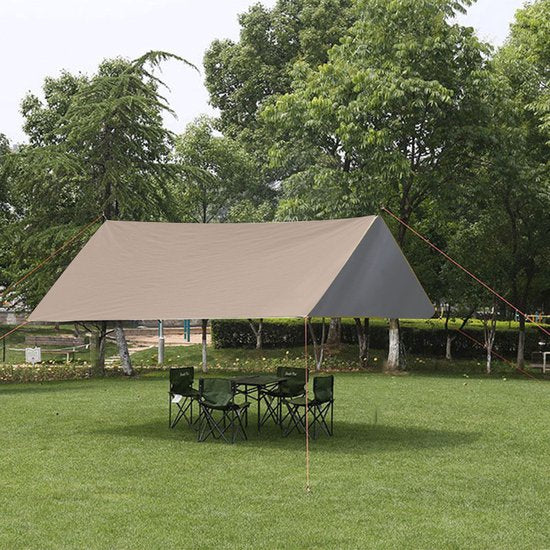 Outdoor Draagbaar Zonnescherm Met Opbergtas - Waterdicht - Tarps voor Kamperen 300 *300cm - 3-4 Personen -kaki