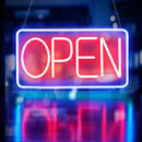 LED Neon Open Bord – Lichtreclame – 42x22cm – Rood/Blauw – Voor Binnen & Buiten – Inclusief Ophangketting