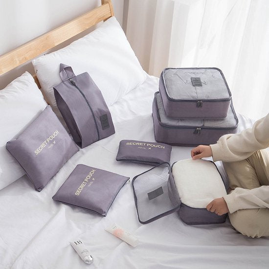 Merkloos 7-delige Packing Cubes Organizer - Grijs