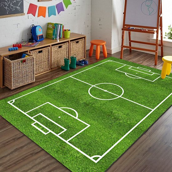Tapijt Laagpolig Speelkleed voetbalveld-vloerkleed voor kinderen- kindertapijt 163*80cm