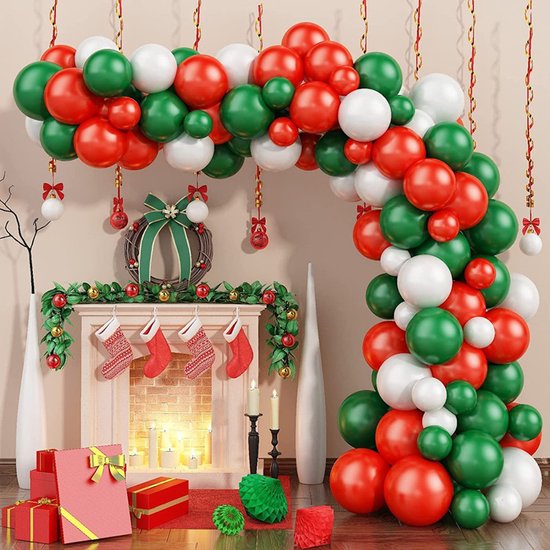 93-delige Ballonnenboog Set Rood en Groen voor Feesten