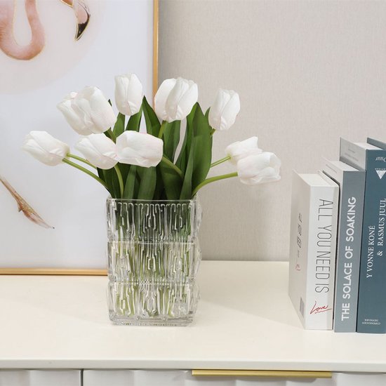 10stuks Prachtige kunst tulp-Realistische Uitstraling - Duurzaam en Onderhoudsvriendelijk- wit