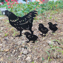 Holle Kippenfamilies Tuindecoratie - Set van 4 Metalen Stake
