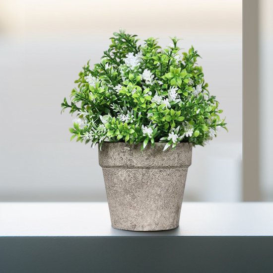Kunstplant Mirte – Decoratieve Nepplant in Pot – 20cm Hoog – Voor Binnen & Buiten – Onderhoudsvrij – Groene Kunstbloemen