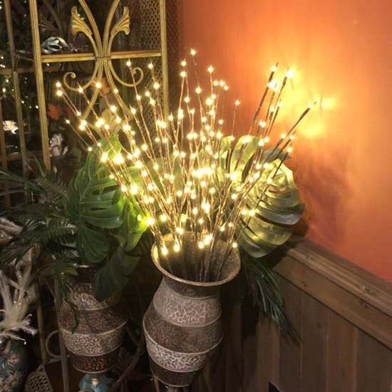Natuurlijke Elegante Wilgentaklamp met USB-lichttakken - 60 Warm Witte LED's - 70 cm Hoogte - 3 Takken