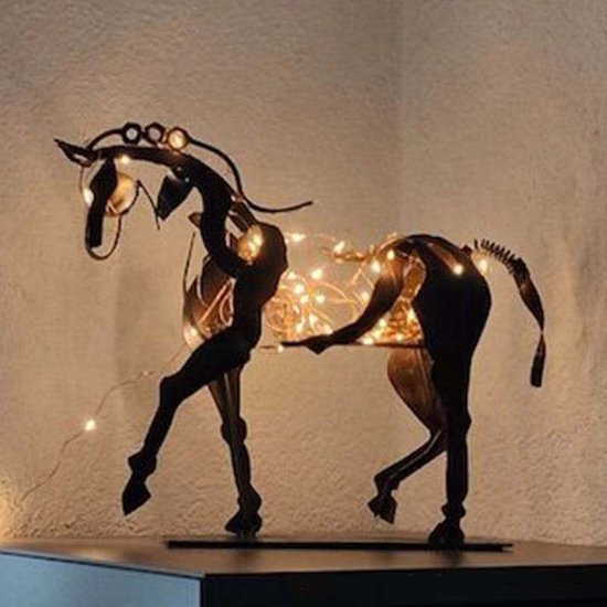 Elegante Tafellamp Paard Design LED USB Donkerbruin 14x20x19