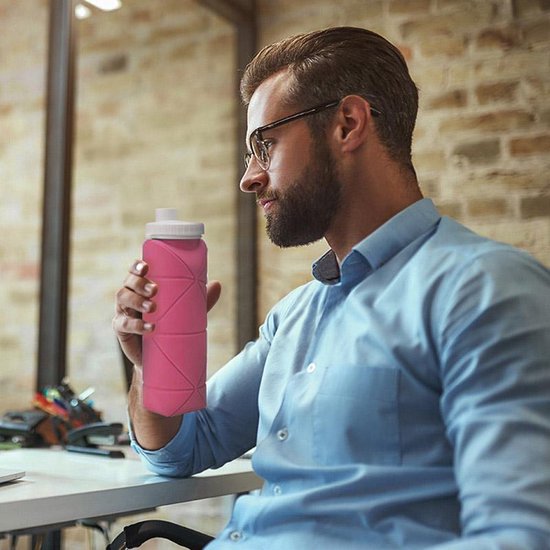 TDR - Outdoor draagbare opvouwbare waterfles roze 600ML