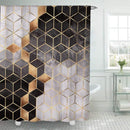 Waterdicht douchegordijn met marmerpatroon - Luxe uitstraling, Uitstekende waterbestendigheid, Eenvoudig te installeren 180*200CM-bruin/goud