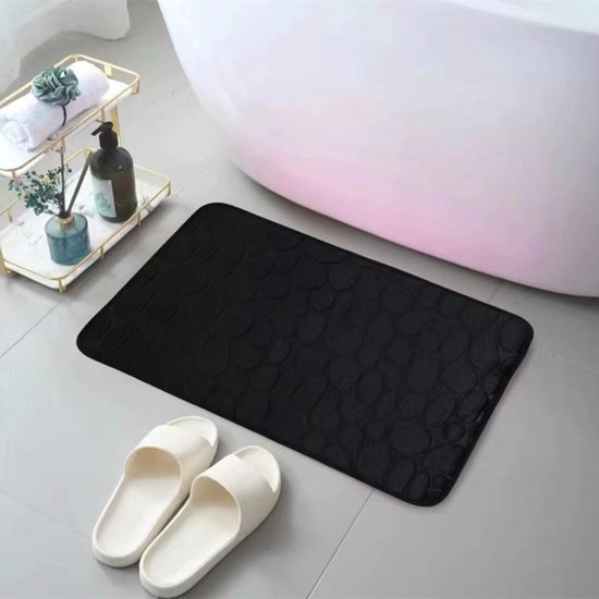 Badkamermat 50x80cm zwart - Luxe, anti-slip, absorberend
