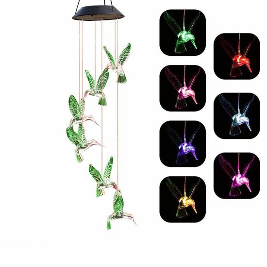 windgong - prachtige set van kolibries / hummingbirds die s 'avonds een mooie licht effect geeft.